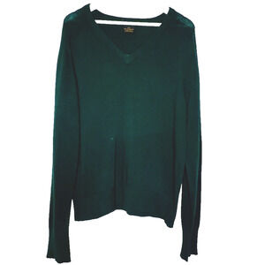 Archie Brown & Son Cashmere Sweater Large Vtg Forest Green Made In Ireland *flaw